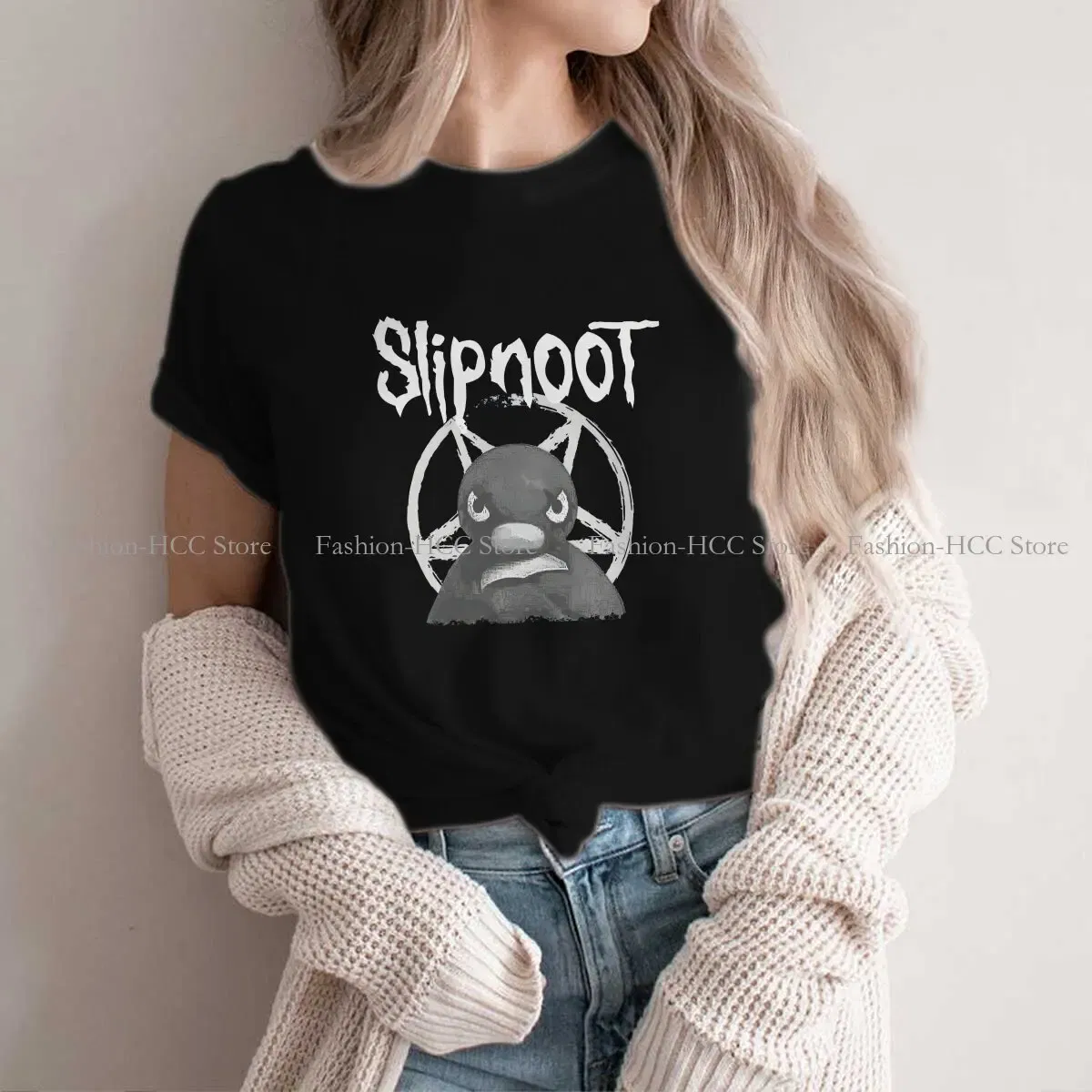 Color: WHITE, Size: L - Slipnoot White Print Style Polyester TShirt Pingu Cartoon Comfortable Hip Hop Gift Clothes T Shirt Stuff