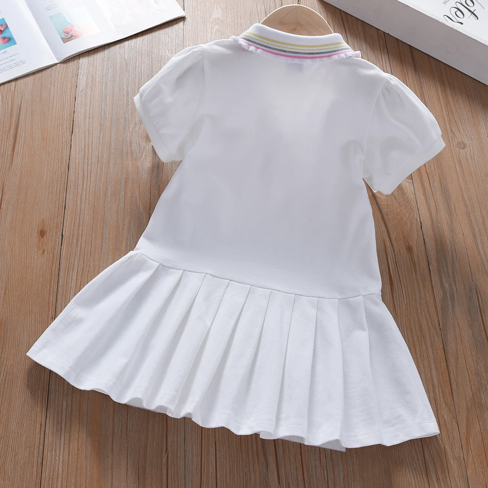 Color: Gold, Kid Size: 4T - Toddler Girls' Dress Ages 2-6 Yellow Collared Summer Cotton Clothes for Children Cute Casual Outfit