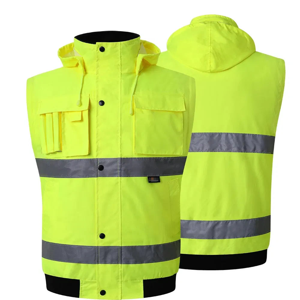 Color: Yellow, Size: M - High Visibility Parka Windproof Jacket Waterproof Parka Men's Work Reflective Parka