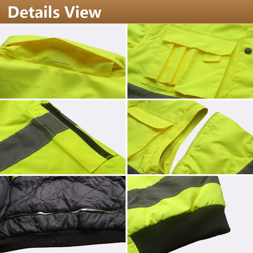 Color: Yellow, Size: M - High Visibility Parka Windproof Jacket Waterproof Parka Men's Work Reflective Parka
