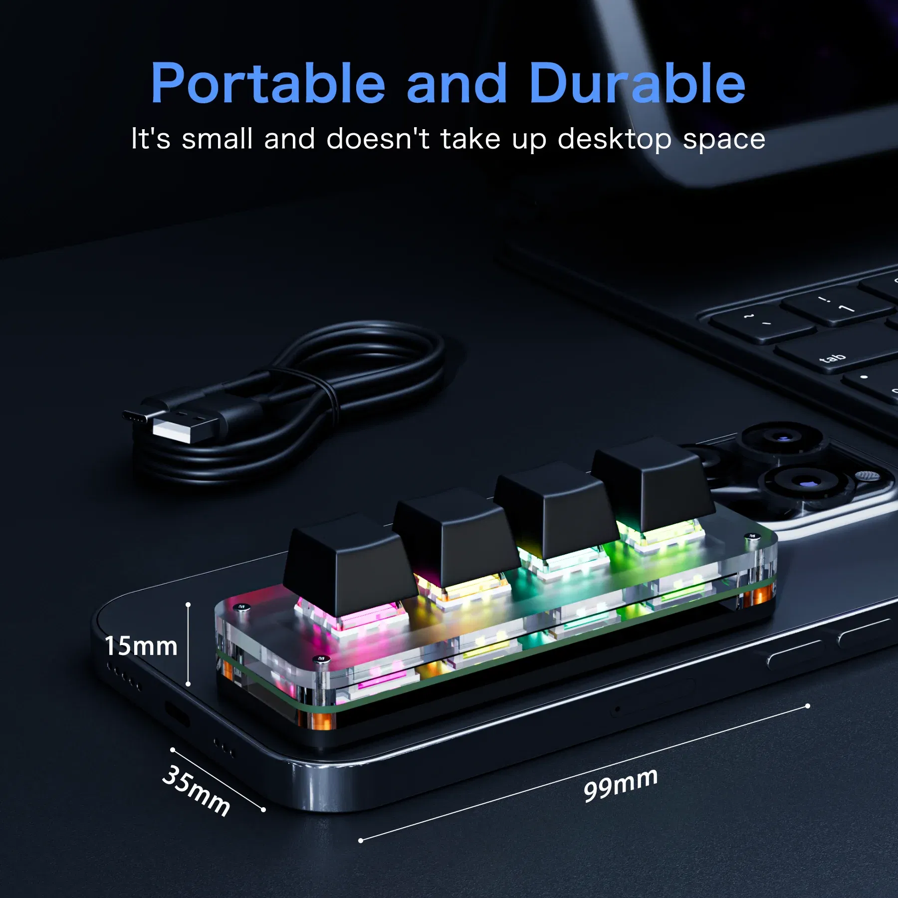 Color: Khaki - Programming Macro Mechanical Keyboard RGB Mini Gaming Custom Macropad 4 Keys Keypads For PS Copy Paste Hotswap Keypad USB Wired