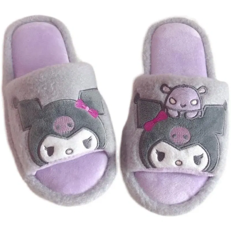 Color: Pink, Shoe Size: 39 - Kawaii Peep Toe Slippers Girl Cute Indoor Shoes Open Toes Home Slippers Casual Lolita Flat Non-slip Purple Pink Japanese Style