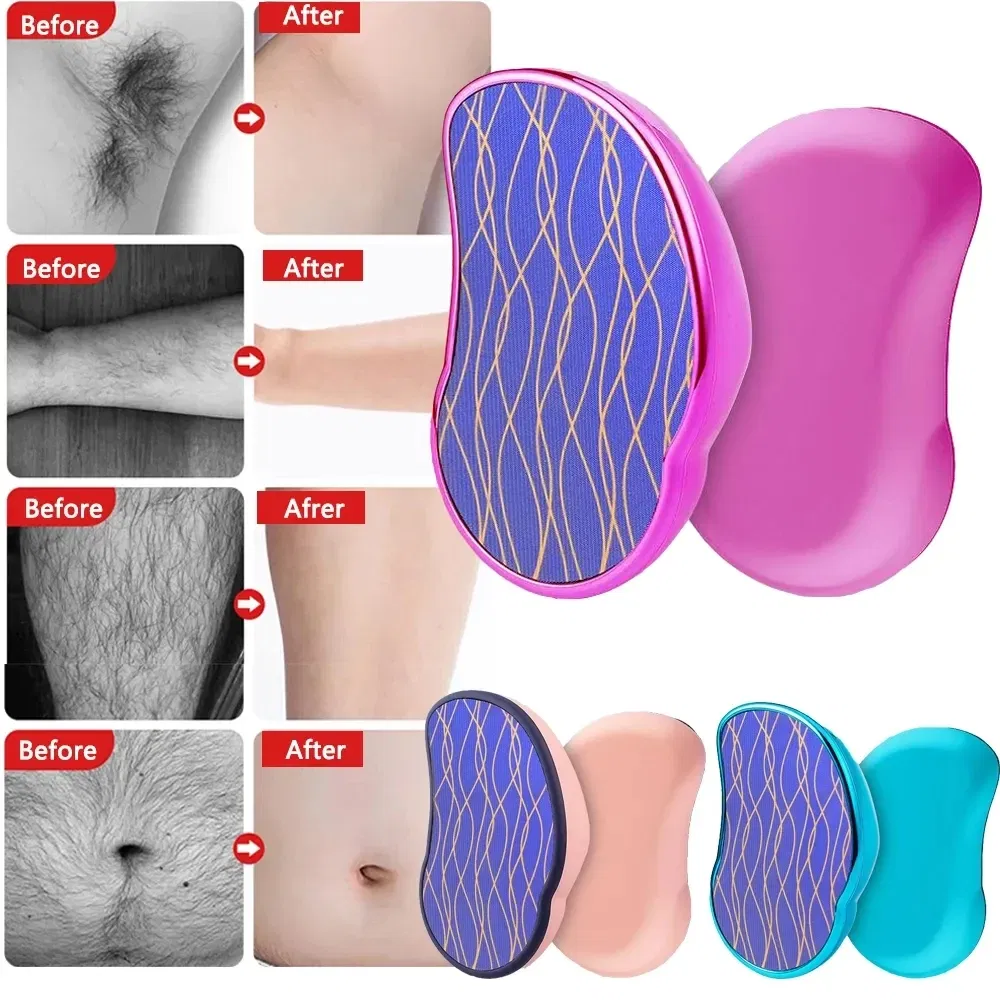 Color: Ivory - Hot Crystal Physical Hair Removal Eraser Glass Hair Remover Painless Epilator Easy Cleaning Reusable Body Care Depilation Tool