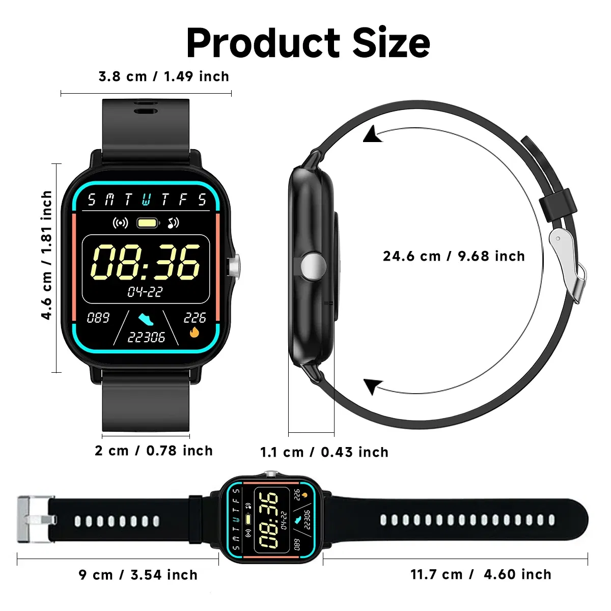 Color: green - 2.01 Inch Bluetooth Call Smartwatch IPhone for Men and Women Health Monitoring Watch Step Count Smart Watch