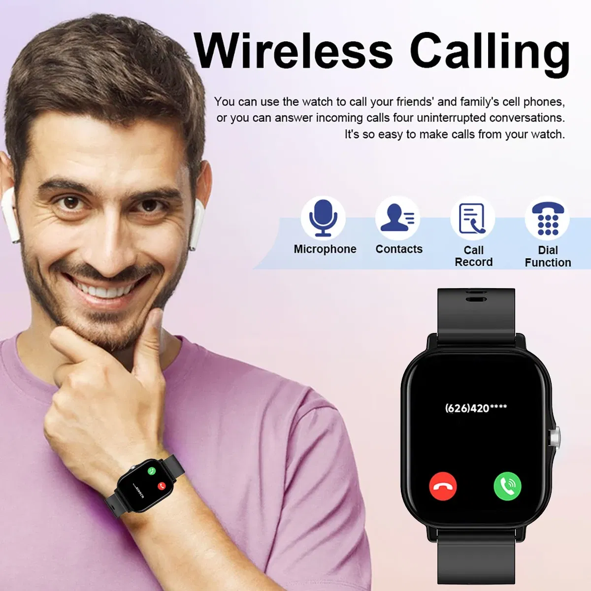 Color: green - 2.01 Inch Bluetooth Call Smartwatch IPhone for Men and Women Health Monitoring Watch Step Count Smart Watch