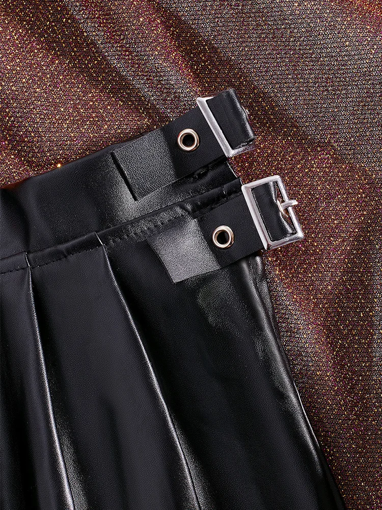 Color: black, Size: M, Ships From: CHINA - Sexy PU Leather Pleated Skirt Women Solid Basic Mini Skirt Low Waist Skirt Female Nightwear Micro Bikini Skirts Nightclub Skirts