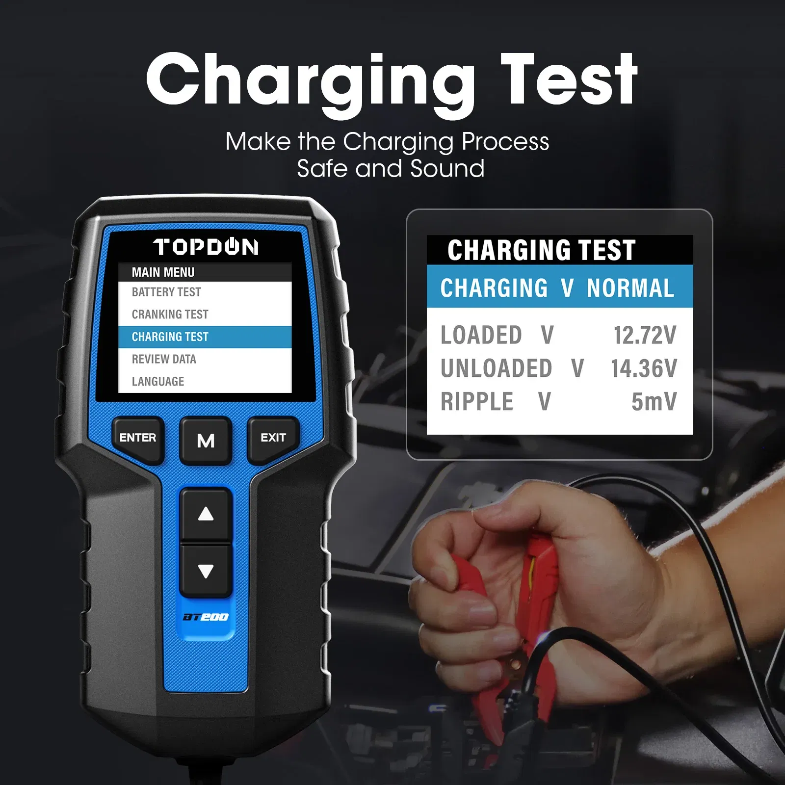 Color: Brown, Ships From: CHINA - TOPDON BT200 Portable Battery Tester Charging Cranking Test Tools for Car 12V Automotive Diagnostic Battery Monitor 100-2000CCA