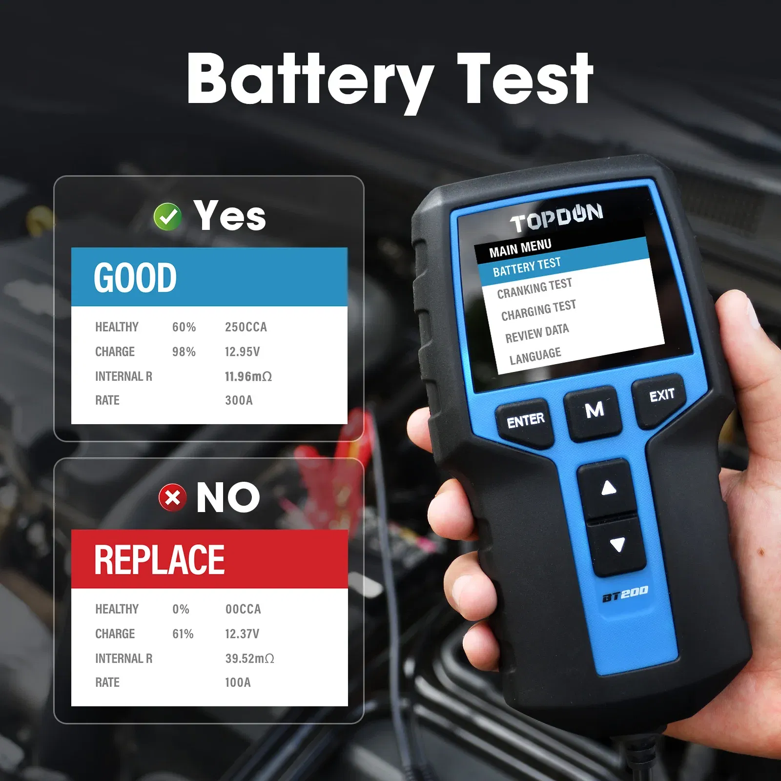 Color: Brown, Ships From: CHINA - TOPDON BT200 Portable Battery Tester Charging Cranking Test Tools for Car 12V Automotive Diagnostic Battery Monitor 100-2000CCA