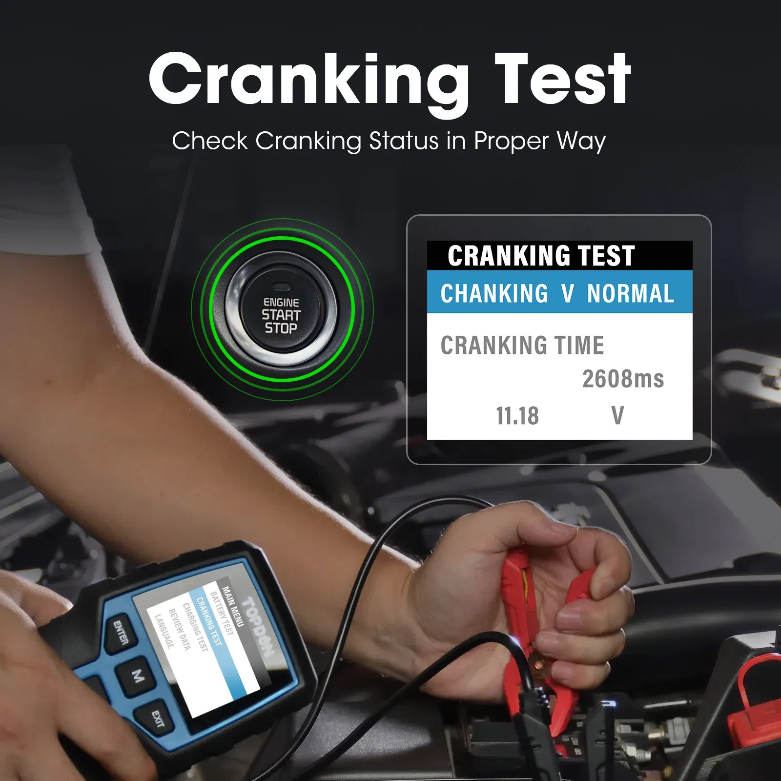 Color: Brown, Ships From: CHINA - TOPDON BT200 Portable Battery Tester Charging Cranking Test Tools for Car 12V Automotive Diagnostic Battery Monitor 100-2000CCA
