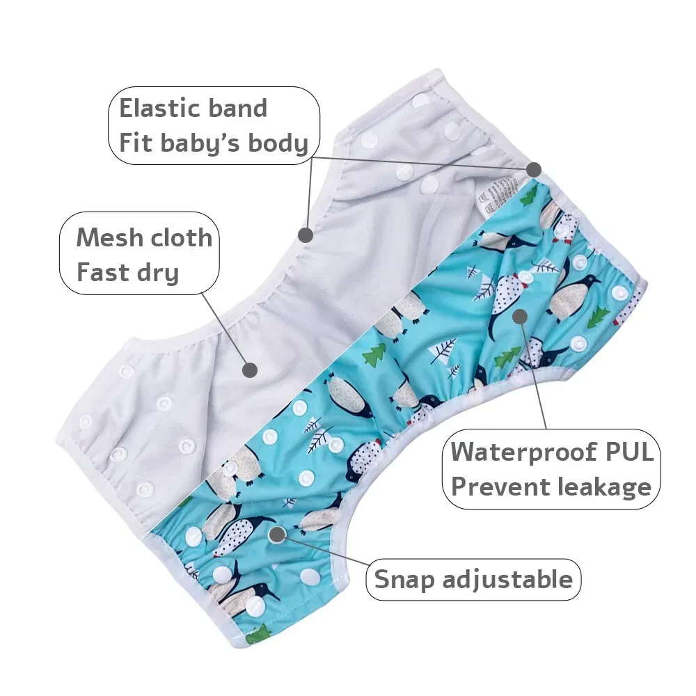 Size: M, Color: Green - 1pc Baby Swim Diapers Reuseable Washable Adjustable for Swimming Lesson Baby Shower Gifts Large Size Baby Boy Girl Swim Nappy