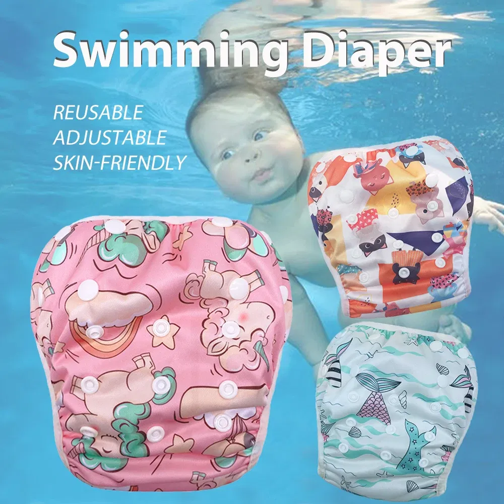 Size: M, Color: Green - 1pc Baby Swim Diapers Reuseable Washable Adjustable for Swimming Lesson Baby Shower Gifts Large Size Baby Boy Girl Swim Nappy