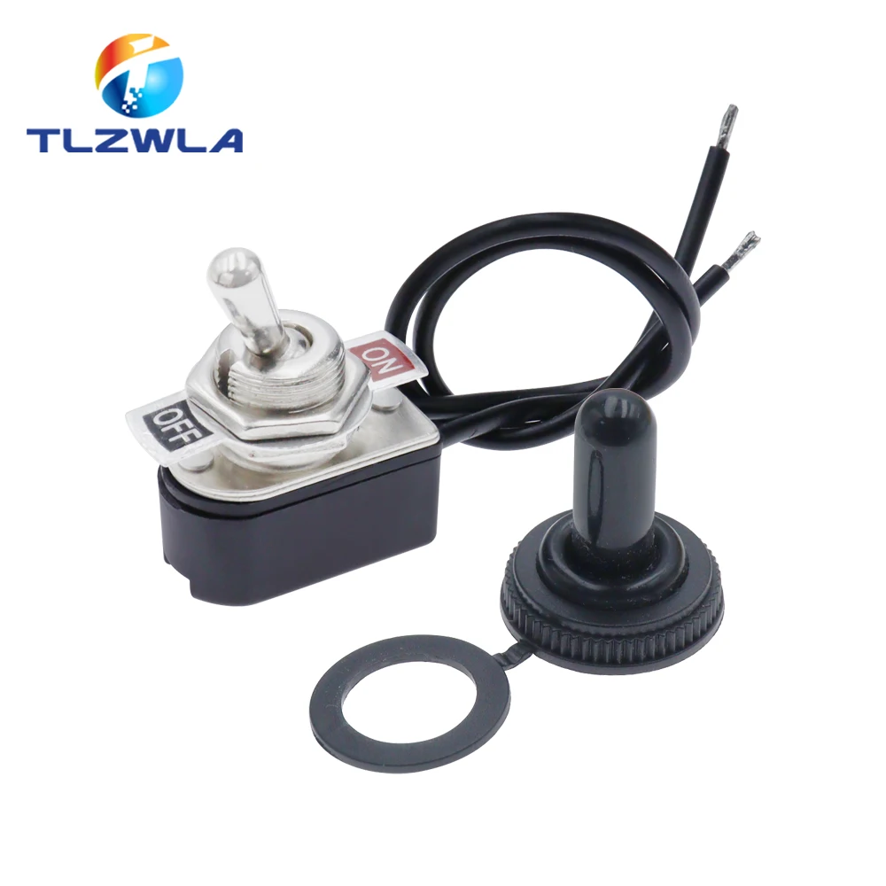 Color: Dark Grey - AC 3A 250V 6A 125V On/Off Prewired Standard Toggle Switch With Wire Cable KNS-1 SPST Contacts Switch Electrical Equipment