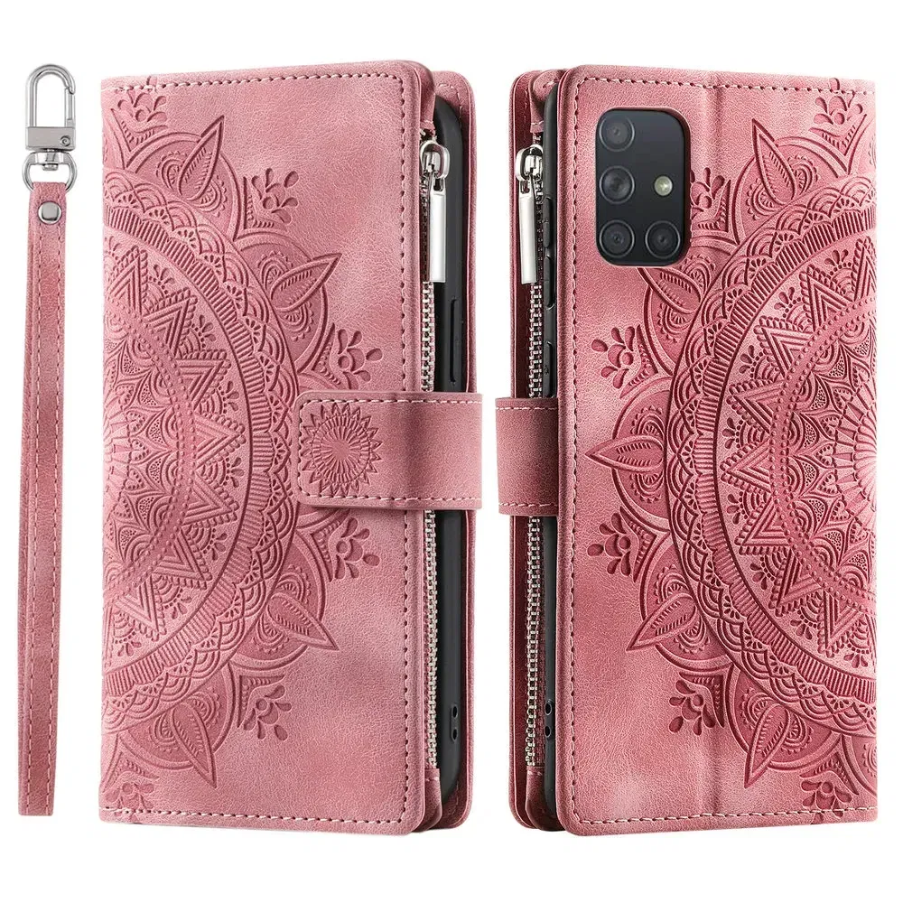 Color: LIGHT BLUE, Material: PU - CrossBody Strap Zipper Wallet Coque for Samsung Galaxy A71 A51 A50 A41 A21S A30 A70 A50S A20 A31 A30S A10 A20E A 51 70 Flip Case