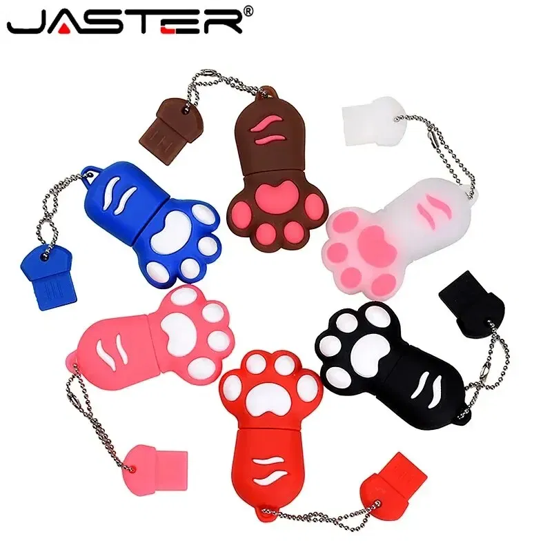 Capacity: 32GB, Color: Brown - JASTER Cute Cat Claw USB Flash Drive 64GB Cartoon Memory Stick 32GB Creative Gift Pen Drive 16GB Pink Silicone External Storage