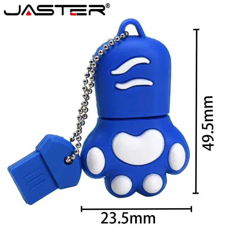 Capacity: 32GB, Color: Brown - JASTER Cute Cat Claw USB Flash Drive 64GB Cartoon Memory Stick 32GB Creative Gift Pen Drive 16GB Pink Silicone External Storage