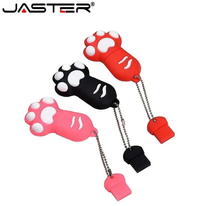 Capacity: 32GB, Color: Brown - JASTER Cute Cat Claw USB Flash Drive 64GB Cartoon Memory Stick 32GB Creative Gift Pen Drive 16GB Pink Silicone External Storage