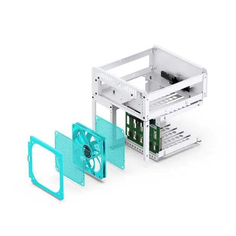 Color: Red - JONSBO N2 ITX Mini NAS Server Small Case All-In-One Aluminum Suitcase Portable Case 5 Hard Disk Location Hot-Swappable Chassis