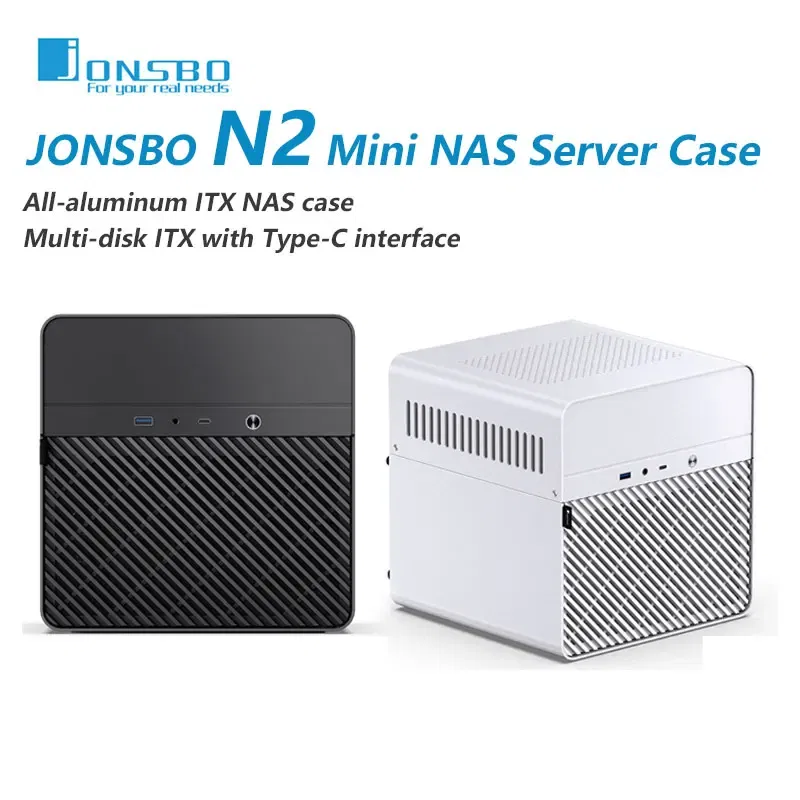 Color: Red - JONSBO N2 ITX Mini NAS Server Small Case All-In-One Aluminum Suitcase Portable Case 5 Hard Disk Location Hot-Swappable Chassis
