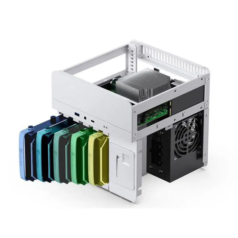 Color: Red - JONSBO N2 ITX Mini NAS Server Small Case All-In-One Aluminum Suitcase Portable Case 5 Hard Disk Location Hot-Swappable Chassis