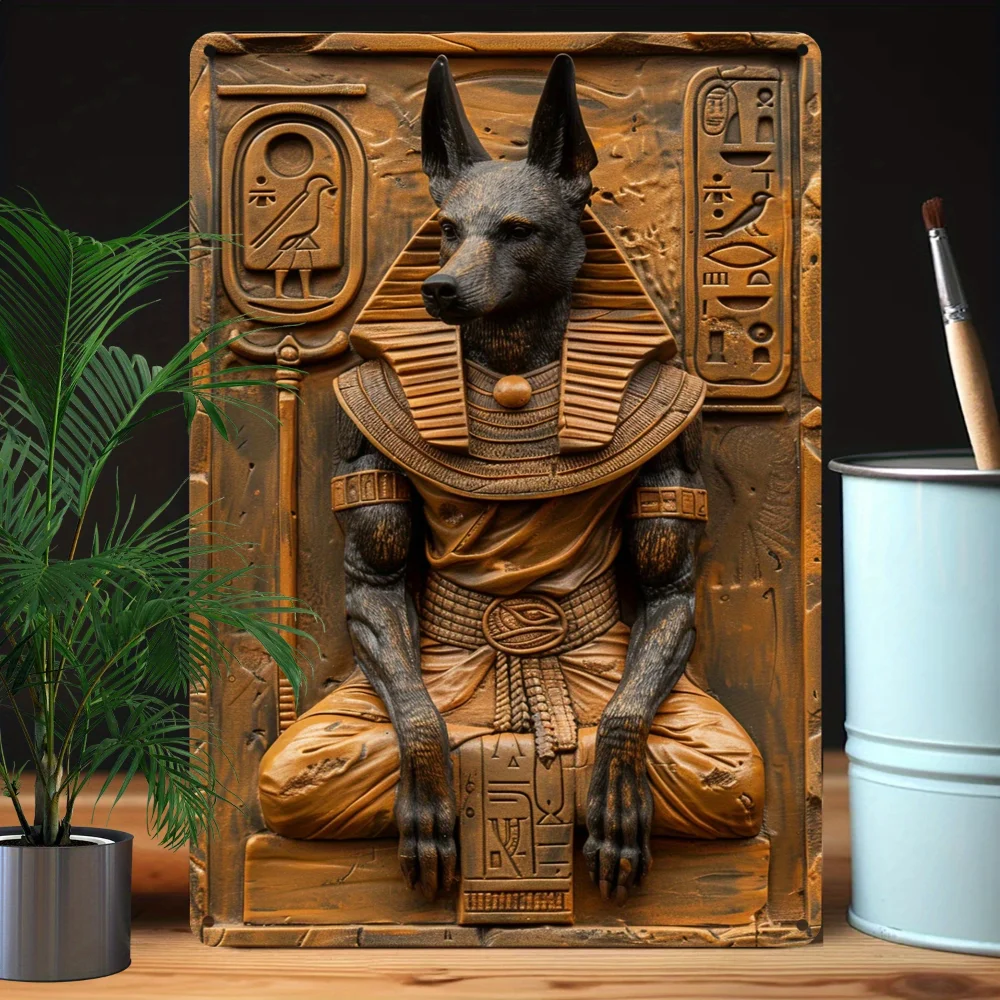 1Pc Anubis of Egypt 3D Aluminum Sign: 8x12 Inch (20x30cm) 100% Aluminum Material, 32% Higher Bending Resistance - Bedroom