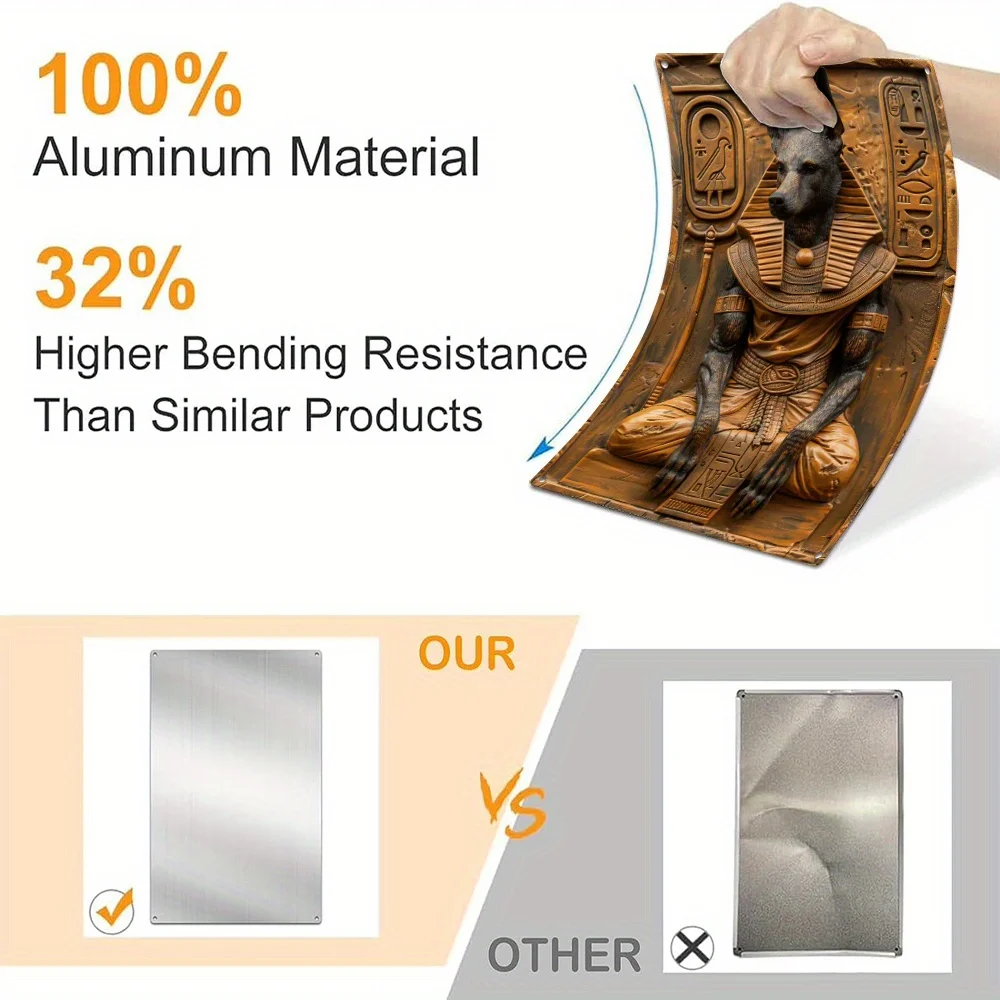 1Pc Anubis of Egypt 3D Aluminum Sign: 8x12 Inch (20x30cm) 100% Aluminum Material, 32% Higher Bending Resistance - Bedroom