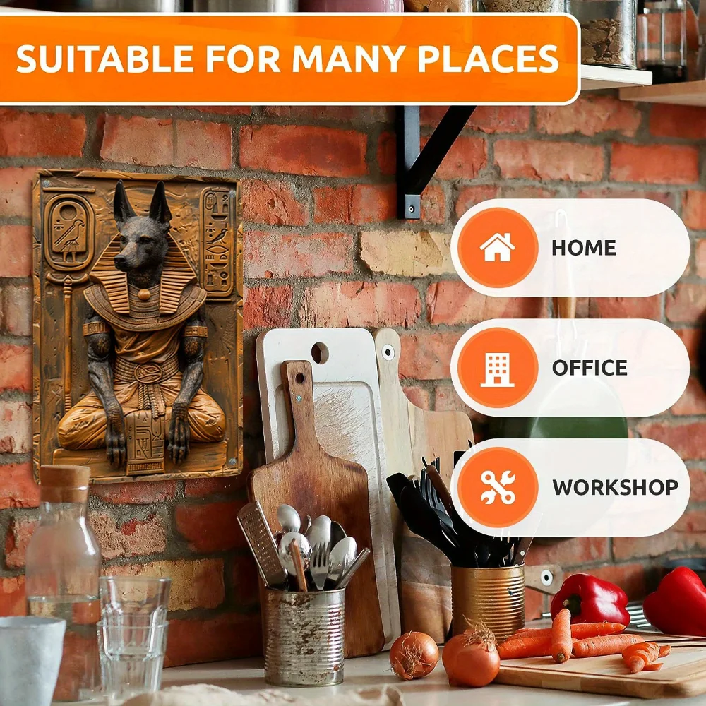 1Pc Anubis of Egypt 3D Aluminum Sign: 8x12 Inch (20x30cm) 100% Aluminum Material, 32% Higher Bending Resistance - Bedroom