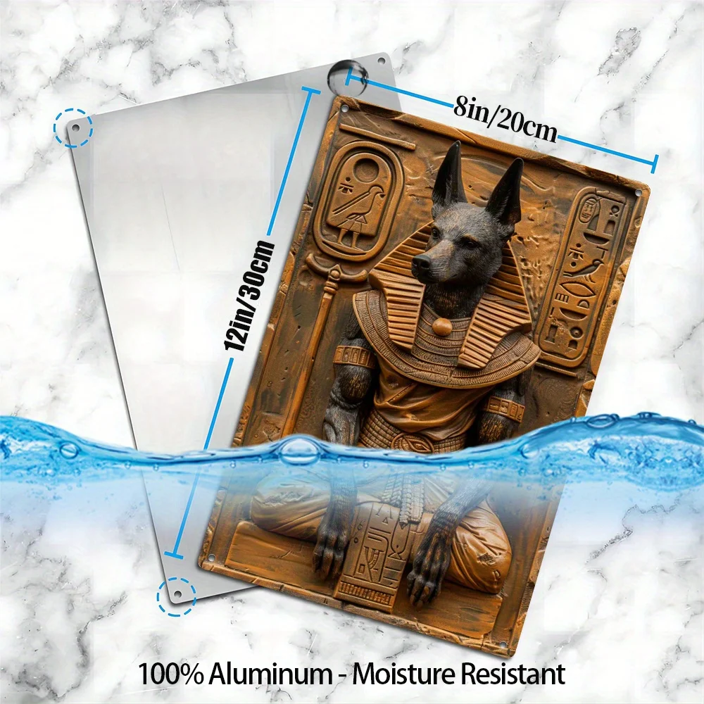 1Pc Anubis of Egypt 3D Aluminum Sign: 8x12 Inch (20x30cm) 100% Aluminum Material, 32% Higher Bending Resistance - Bedroom