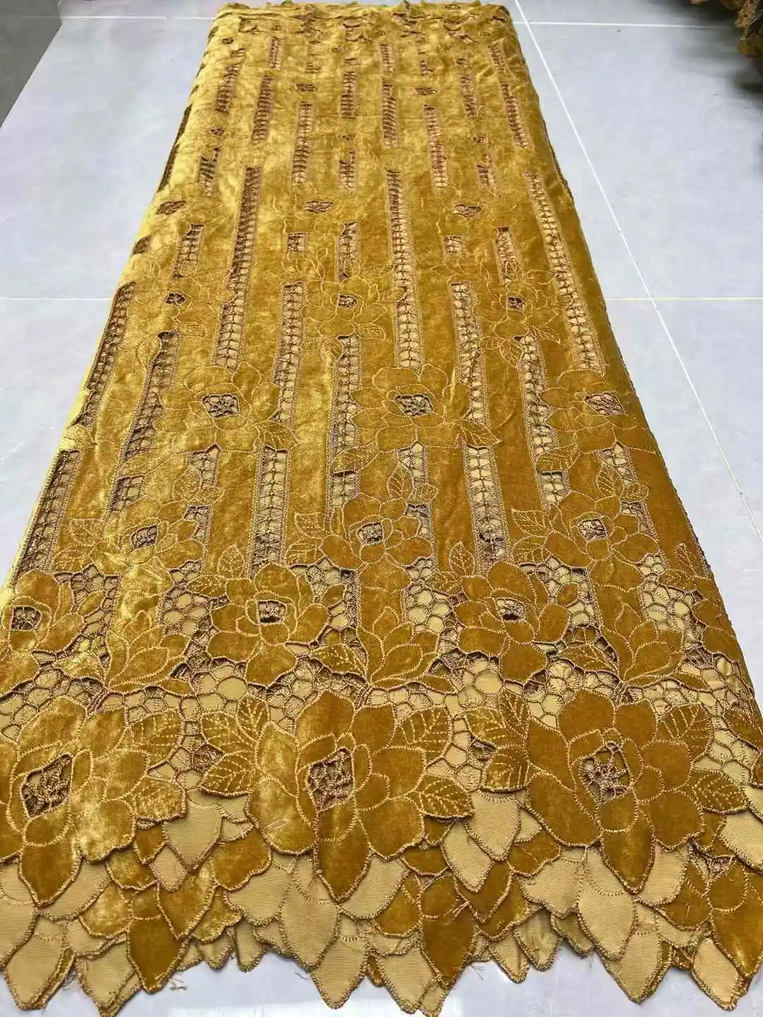 Color: GRAY, Width: 120cm, Length: 5 yards - African Velvet Mesh Lace Fabric Wholesale High Quality Nigerian French Lace Embroidery for Sewing Party Dresses 2026