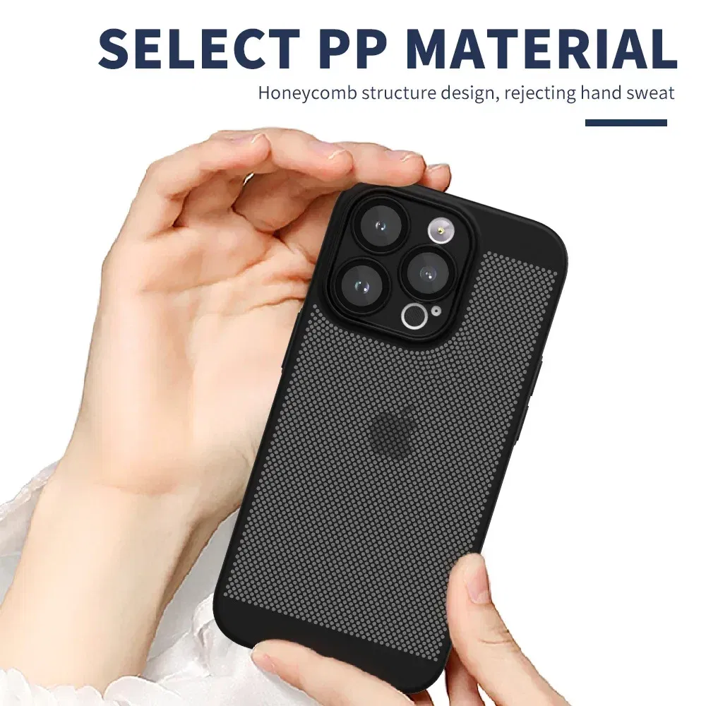 Color: Lavender, Compatible-Phone Models: For iPhone 15 Pro, Ships From: CHINA - Breathable Heat Dissipation Cooling Case For iPhone 16 Pro Max 15 14 13 12 11 PC Hard Back Cover
