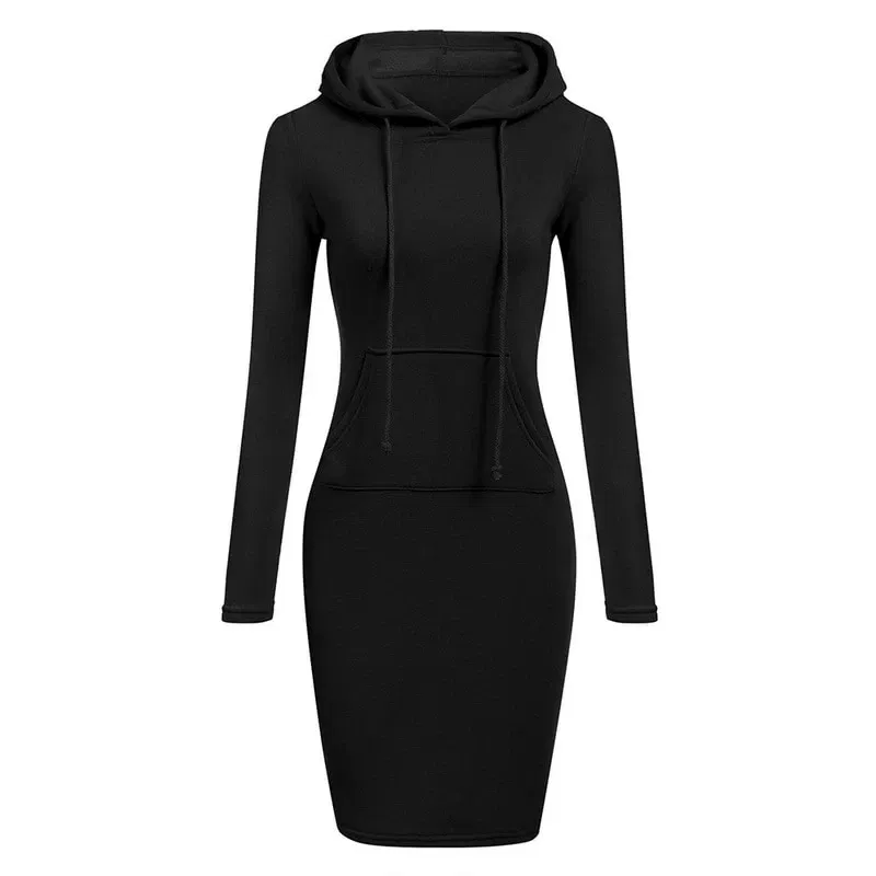 Color: Blue, Size: XXL - Ladies Dress Autumn Women Hooded Dresses Hoodies Women Sweatshirts Women Hoodies Dress Tops Ladies Clothing