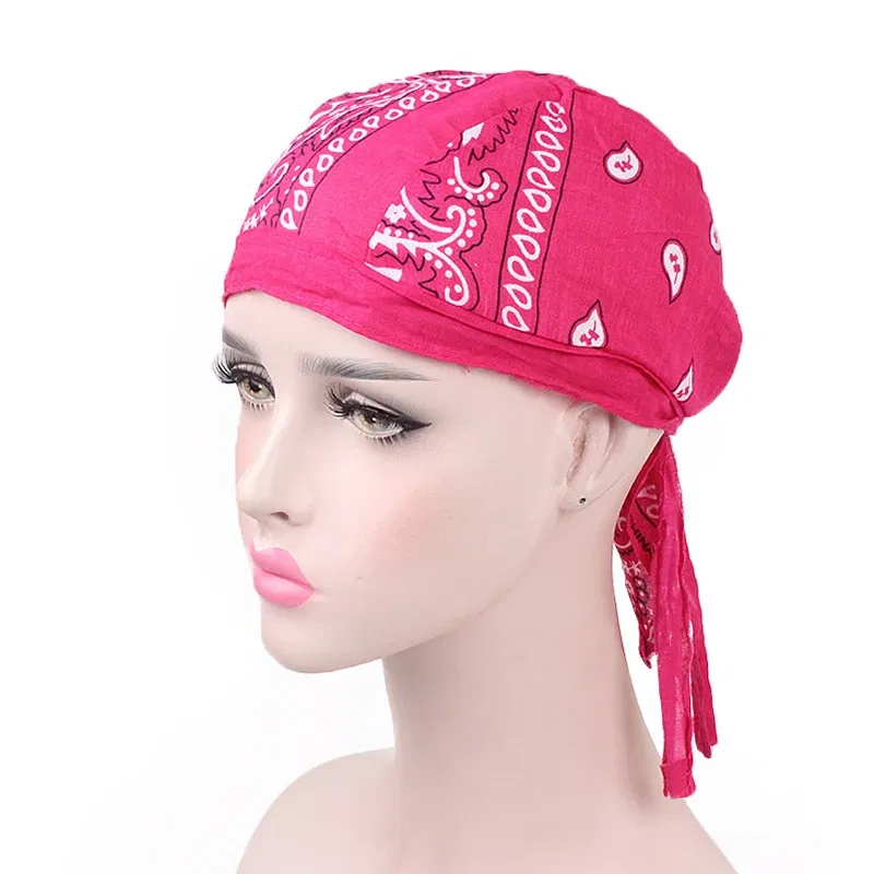 Color: Navy Blue - Cotton Cycling Pirate Bandana Men Women Headwraps Bike Headband Headcloth Sweat Wicking Beanie Hip-hop Turban Head Scarf