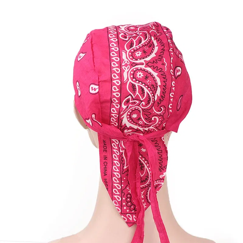 Color: Navy Blue - Cotton Cycling Pirate Bandana Men Women Headwraps Bike Headband Headcloth Sweat Wicking Beanie Hip-hop Turban Head Scarf
