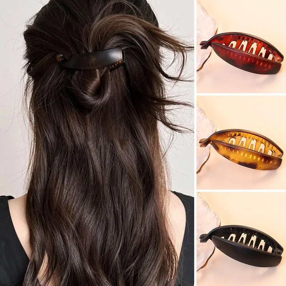 Color: GRAY - Fashion Gradient Color Hair Claw PC Simple Hairpins Cute Hair Clip for Women Girls