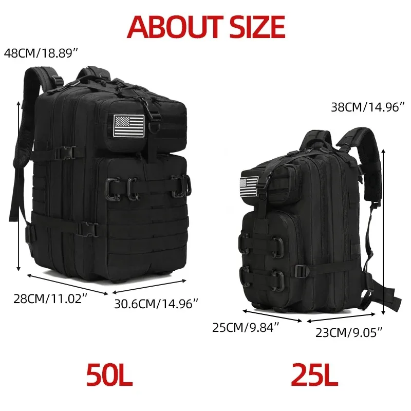 Color: black - 25L/50L Outdoor Sports Fitness Backpack Training Modular Backpack Multifunctional Backpack