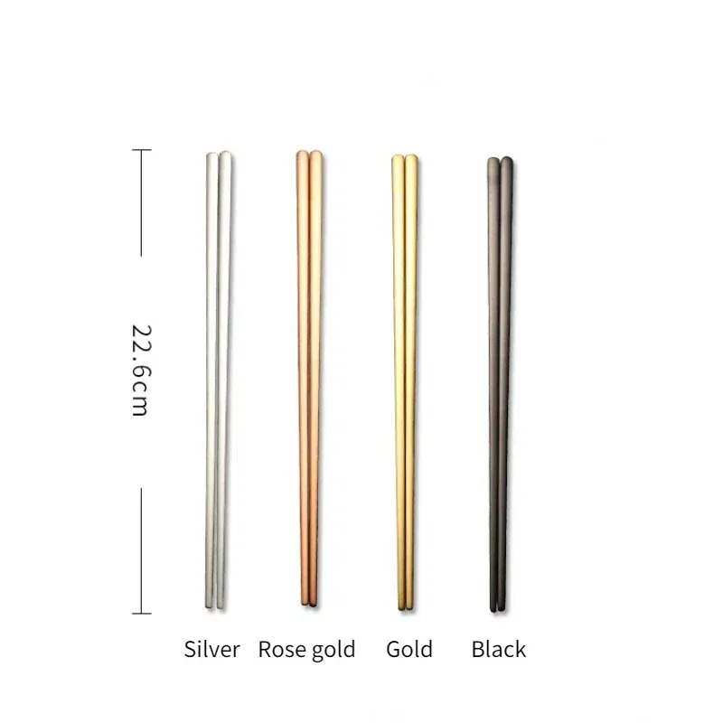 Color: Pink - 304 Stainless Steel Metal Chopsticks Tableware 1 Pair Non-Slip Chinese Chopstick Sushi Sticks Flatware Kitchen Accessories