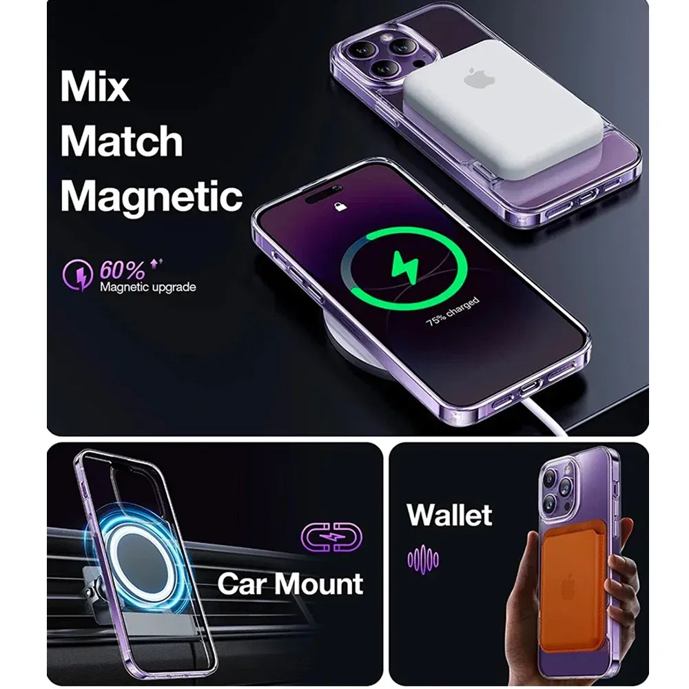 Color: Clear, Material: EVA - Transparent Magnetic for Magsafe Wireless Charge Phone Case for Google Pixel 9 8 Pro XL 7 7A Shockproof Clear Anti-fall Cover