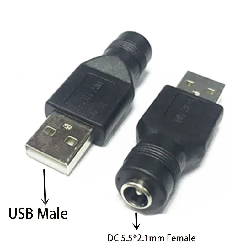 Color: black - Usb Male to Female 5.5*2.1mm DC Power Adapter 12v DC Plug 3.5*1.35mm Female Converter For Charger Extension
