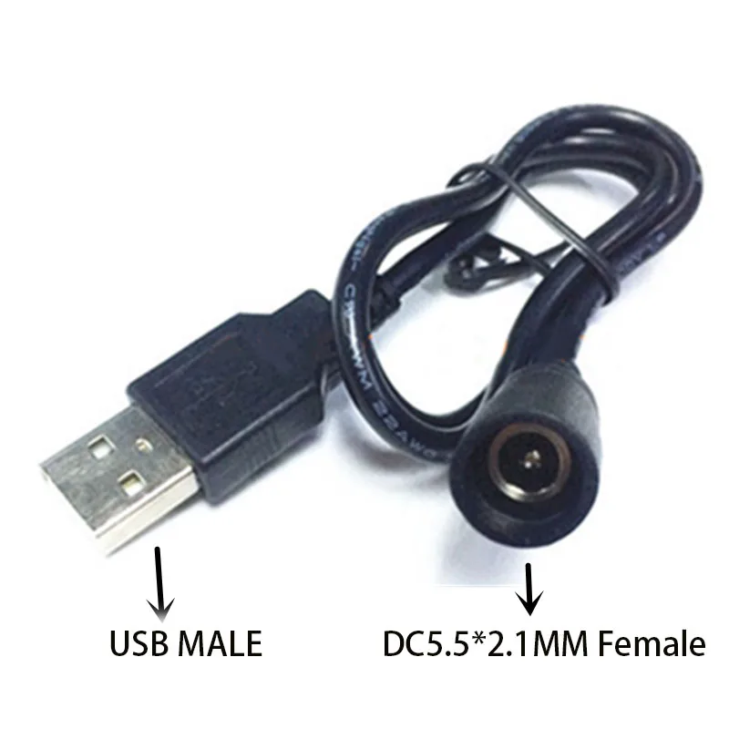 Color: black - Usb Male to Female 5.5*2.1mm DC Power Adapter 12v DC Plug 3.5*1.35mm Female Converter For Charger Extension