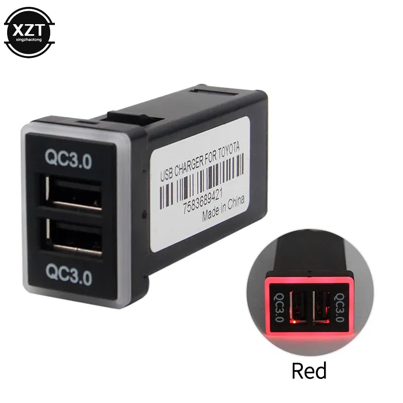 Color Name: WHITE - New QC3.0 Quickcharge Car Charger Car Accessories Double USB Phone PDA DVR Adapter Plug & Play Cable For Toyota Series Cars