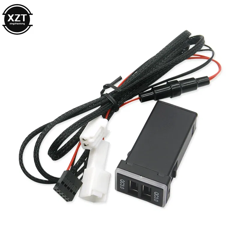 Color Name: WHITE - New QC3.0 Quickcharge Car Charger Car Accessories Double USB Phone PDA DVR Adapter Plug & Play Cable For Toyota Series Cars