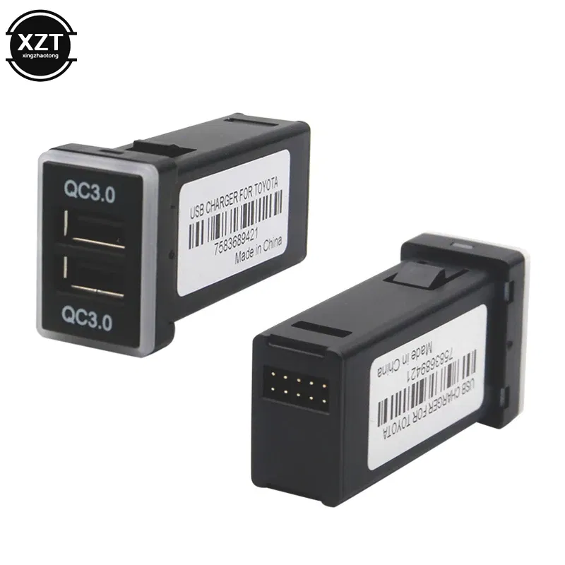 Color Name: WHITE - New QC3.0 Quickcharge Car Charger Car Accessories Double USB Phone PDA DVR Adapter Plug & Play Cable For Toyota Series Cars