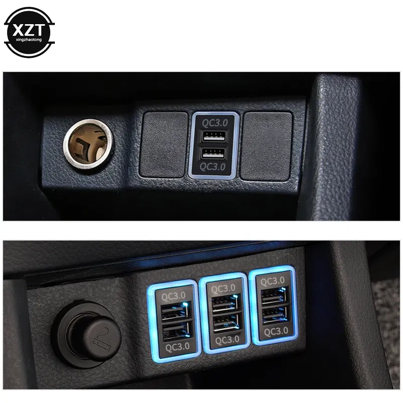 Color Name: WHITE - New QC3.0 Quickcharge Car Charger Car Accessories Double USB Phone PDA DVR Adapter Plug & Play Cable For Toyota Series Cars