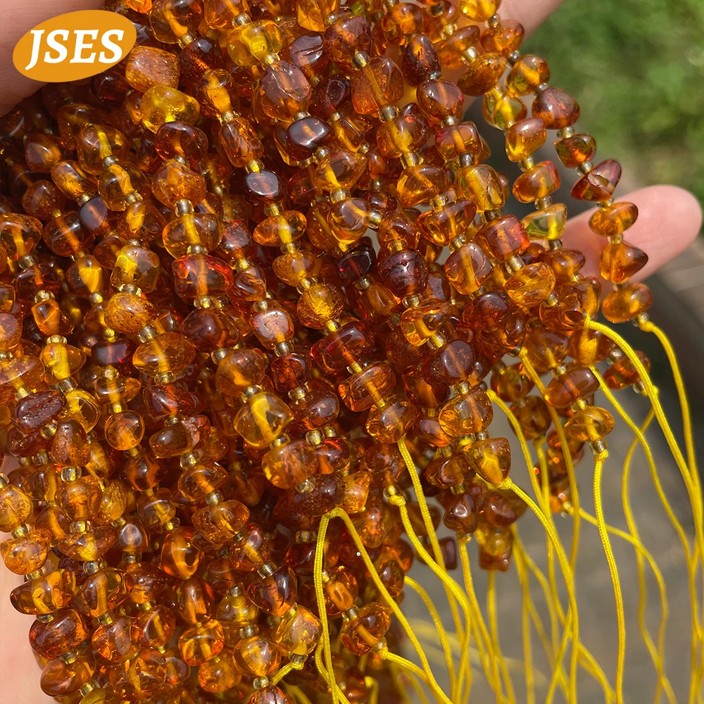 5-6mm Natural Baltic Golden Amber Irregular Beads Spacer Beads for Jewelry Making, Bracelet Necklace DIY, Wholesale Bulk