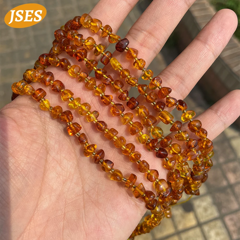 5-6mm Natural Baltic Golden Amber Irregular Beads Spacer Beads for Jewelry Making, Bracelet Necklace DIY, Wholesale Bulk