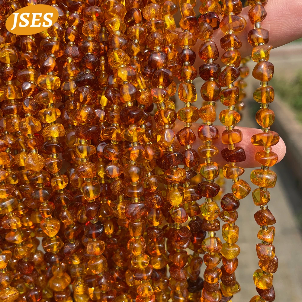 5-6mm Natural Baltic Golden Amber Irregular Beads Spacer Beads for Jewelry Making, Bracelet Necklace DIY, Wholesale Bulk