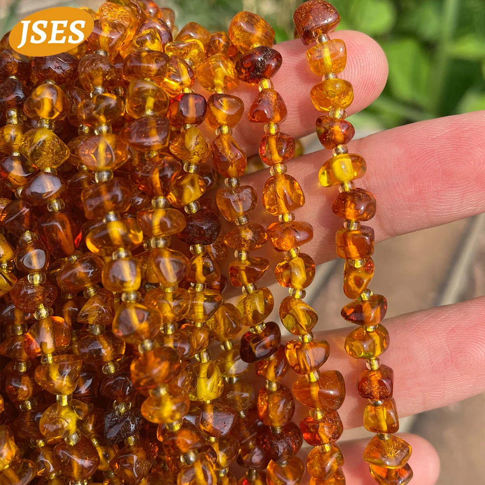 5-6mm Natural Baltic Golden Amber Irregular Beads Spacer Beads for Jewelry Making, Bracelet Necklace DIY, Wholesale Bulk