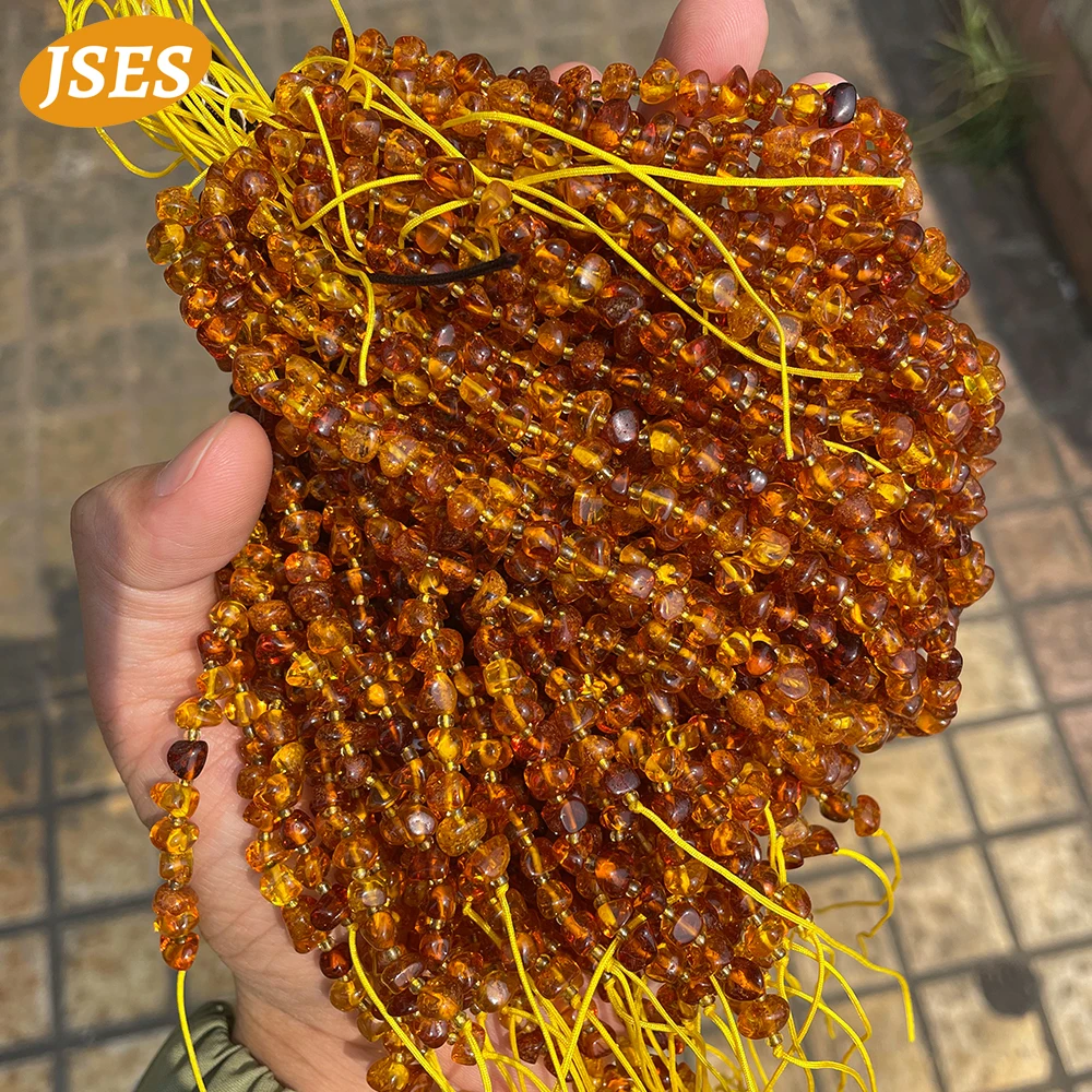 5-6mm Natural Baltic Golden Amber Irregular Beads Spacer Beads for Jewelry Making, Bracelet Necklace DIY, Wholesale Bulk