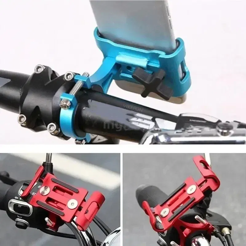 Color: WHITE - 360 Rotate Metal Motorcycle Bicycle Phone Holder Aluminum Alloy Anti-slip Bracket Support GPS Clip Bike Phone Stand for iPhone