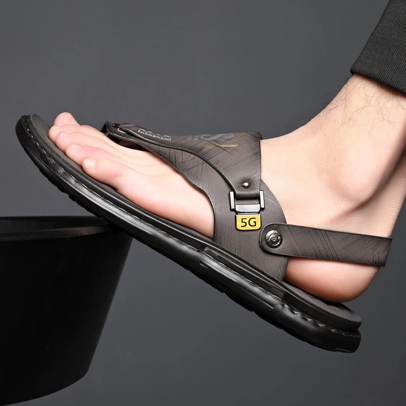 Color: black, Shoe Size: 47 - Outdoor Summer Men's Sandals Summer  Office  Shoes Non-Slip Mens Casual Sandalis Black