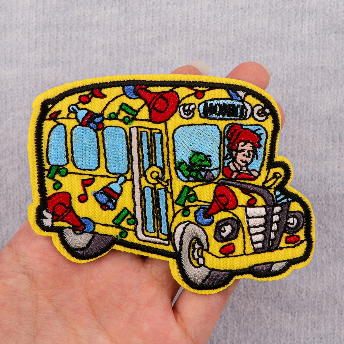 Funny School Bus Embroidery Patch Cartoon Iron On Patches For Clothing Thermoadhesive Patches On Clothes DIY Sew Badges